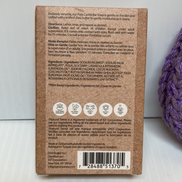 NATURAL SENSE Plant Based VEGAN Pure Castile Lavender Soap 5 oz with Scrubbie - Picture 5 of 9